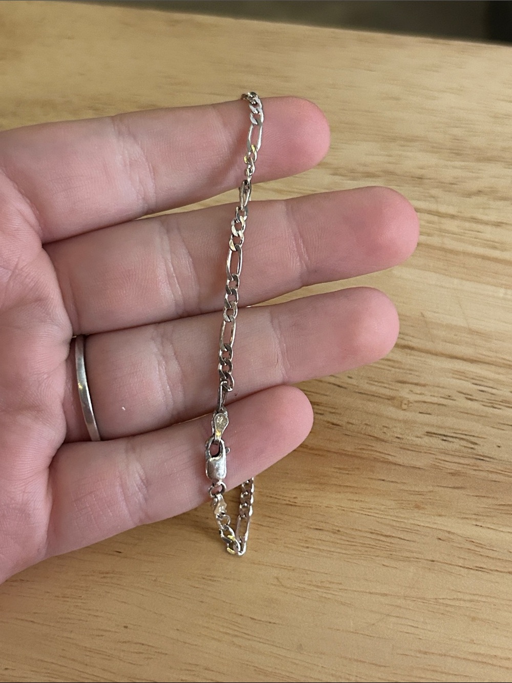 Sterling Silver Figaro Chain Bracelet - Silver